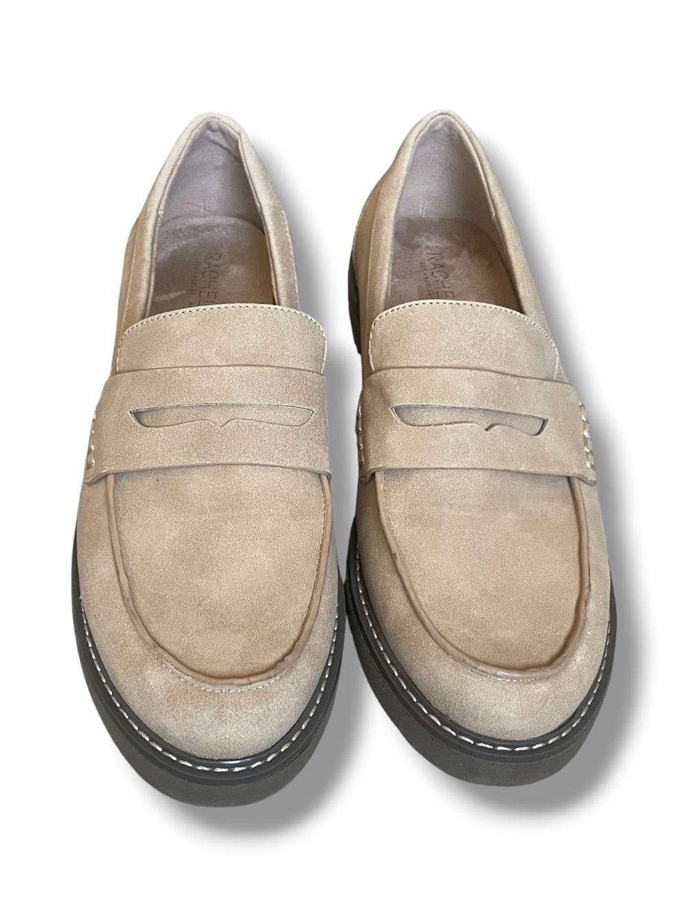 Rachel Zoe Penny Loafers Lug Sole Neutral Faux Suede Preppy Chic Shoes Women’s 9